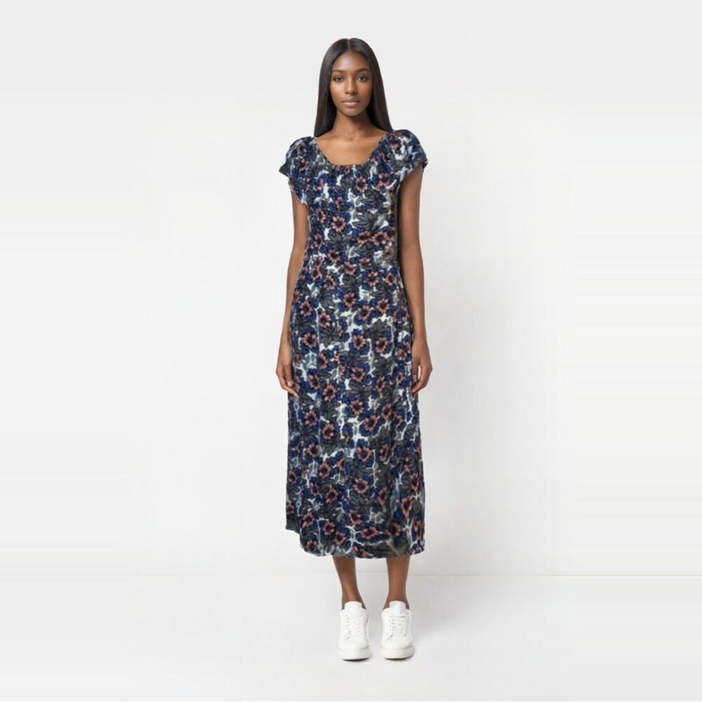 Anna Smith Floral Off Shoulder Midi Dress Pink Blue Gray Womens 12 Softgirl